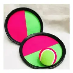 GENERICO - Paletas de Mano con Pelota y Velcro - Rosa y Verde