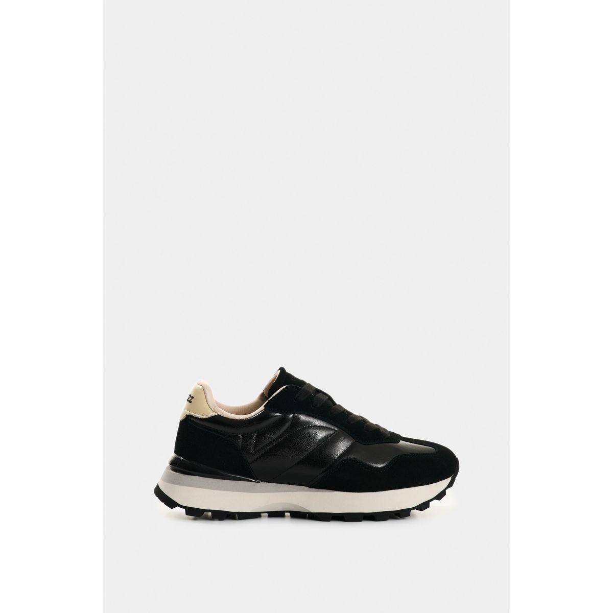 VELEZ - Vélez Zapatilla Tenis Sahara Cuero Mujer Detalle Folia Negro