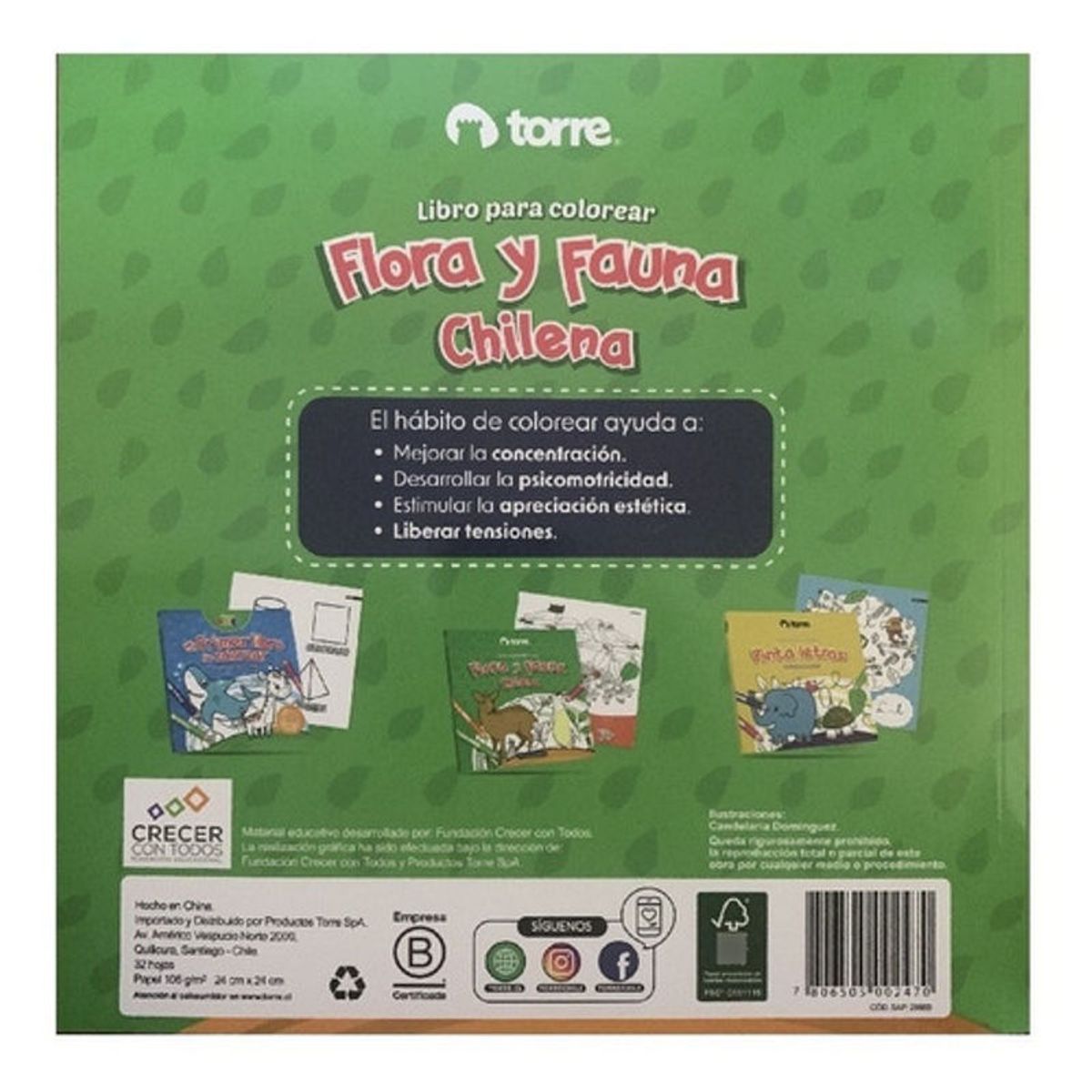 GENERICO - Flora Y Fauna Chilena - Libro Para Colorear - Torre