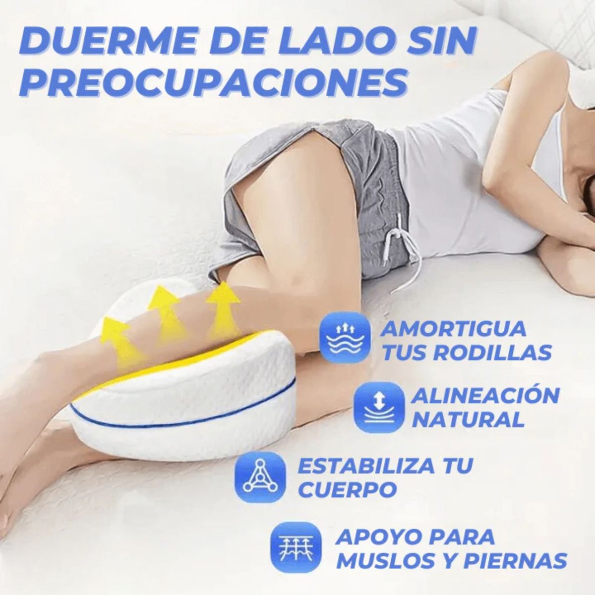 MOVI - Almohada Ortopédica  para Piernas, Cadera y Espalda –Duerme Sin Dolor y Despierta Renovado