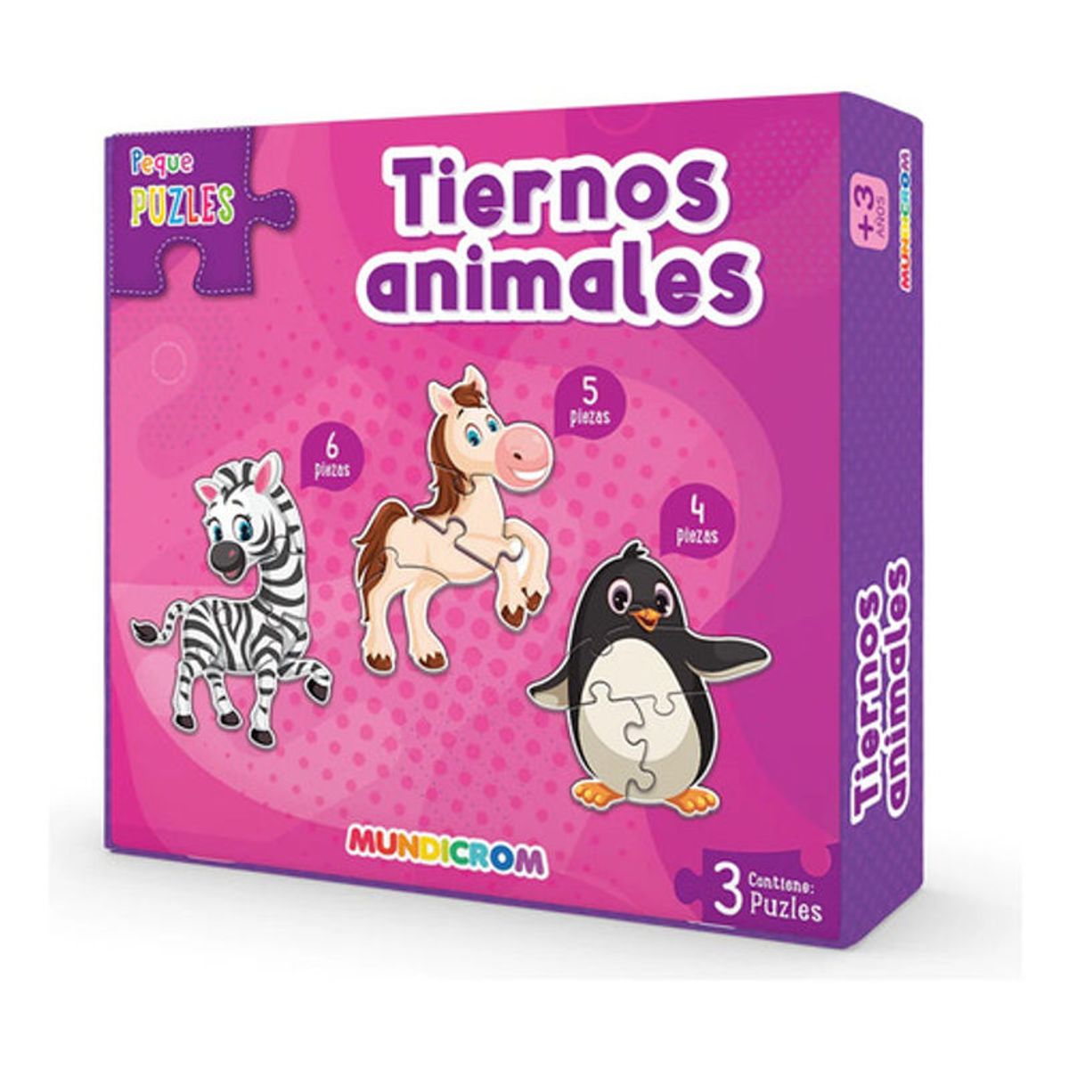 GENERICO - Puzle Tiernos Animales 3 Figuras Peque Puzle Para 3 Años