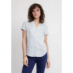 CANADIENNE - Blusa Mujer Keiko Lino Celeste
