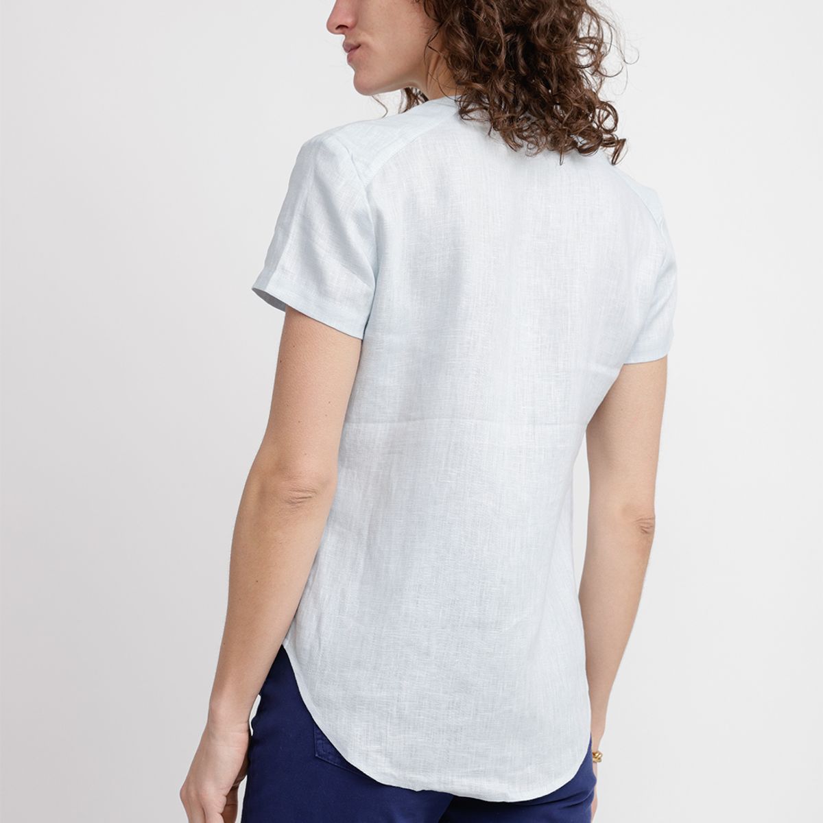 CANADIENNE - Blusa Mujer Keiko Lino Celeste