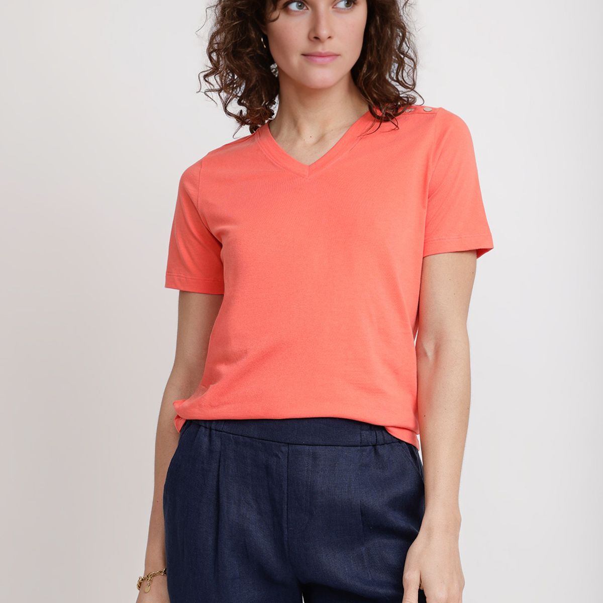 CANADIENNE - Polera Mujer Altea Algodón Peruano Coral