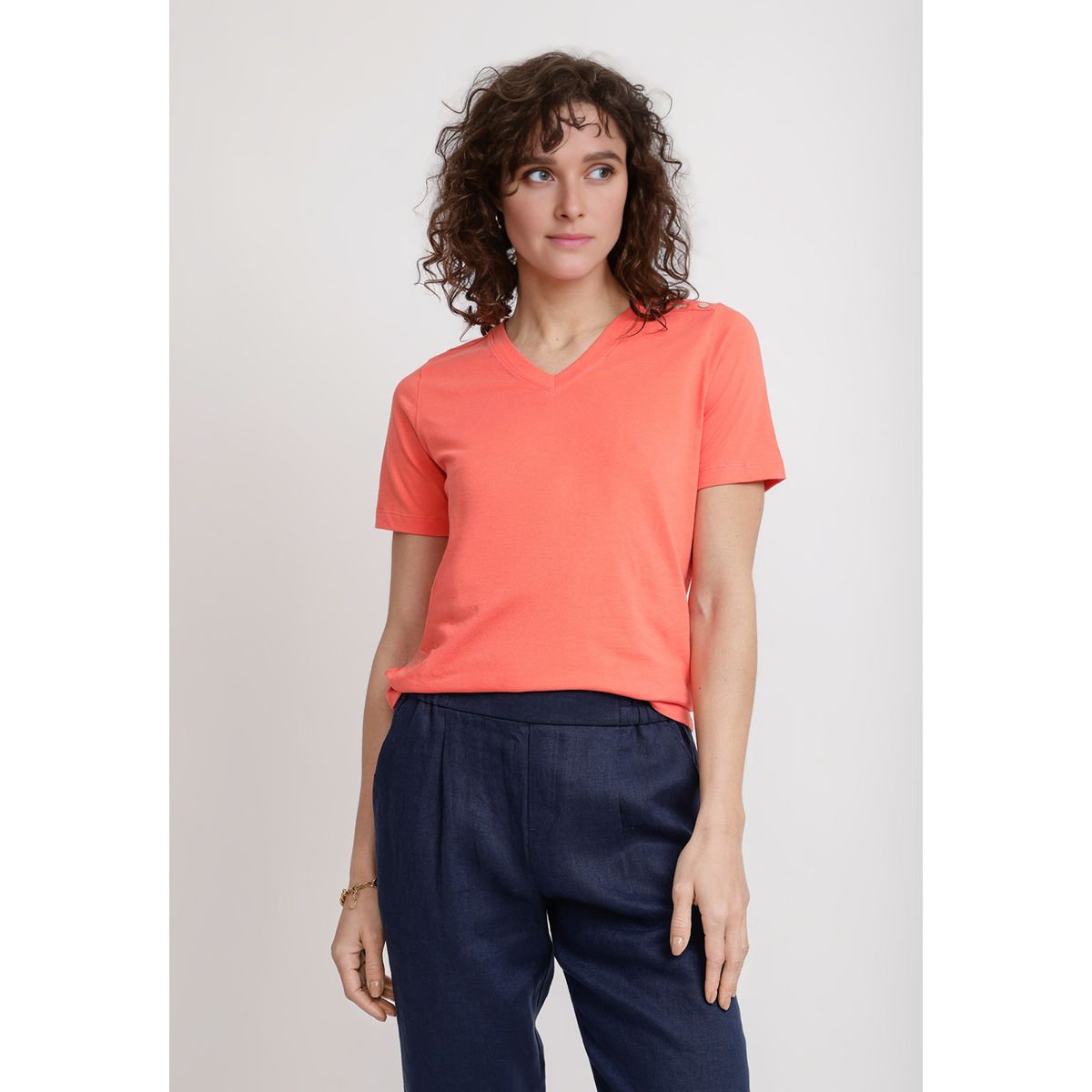 CANADIENNE - Polera Mujer Altea Algodón Peruano Coral