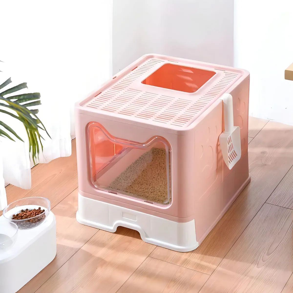 GENERICO - Arenero Caja De Arena Para Gatos Baño Arenero Gato Cerrado Azul Menta