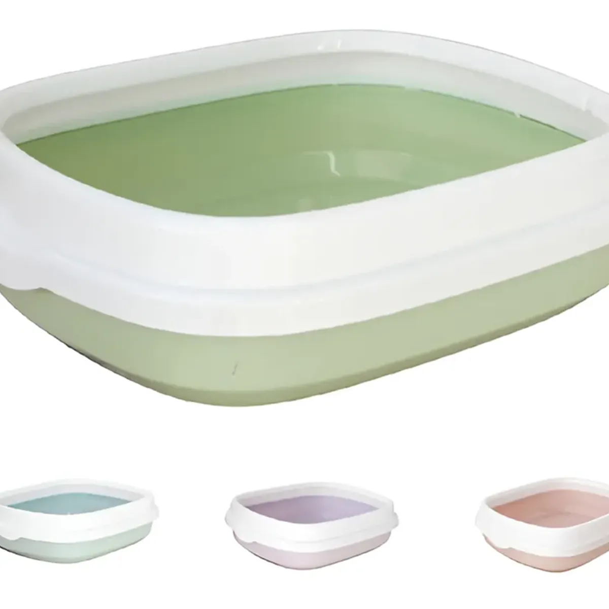 GENERICO - Arenero Para Gatos Con Pala Recogedora Pequeña 40x33x12 Cm Verde