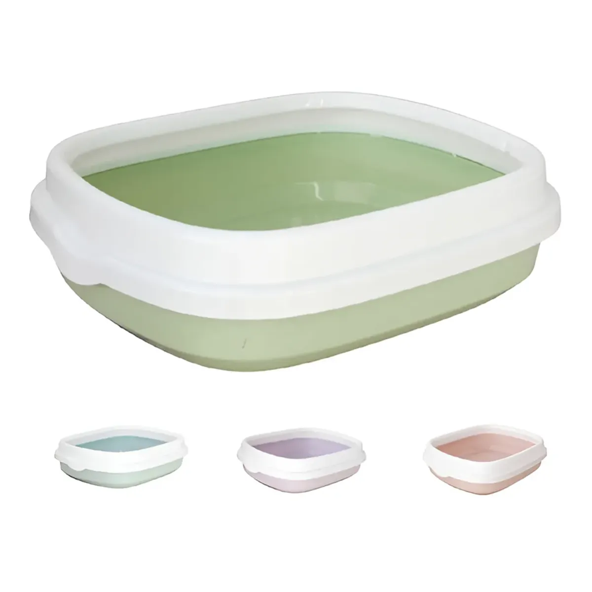 GENERICO - Arenero Para Gatos Con Pala Recogedora Pequeña 40x33x12 Cm Verde