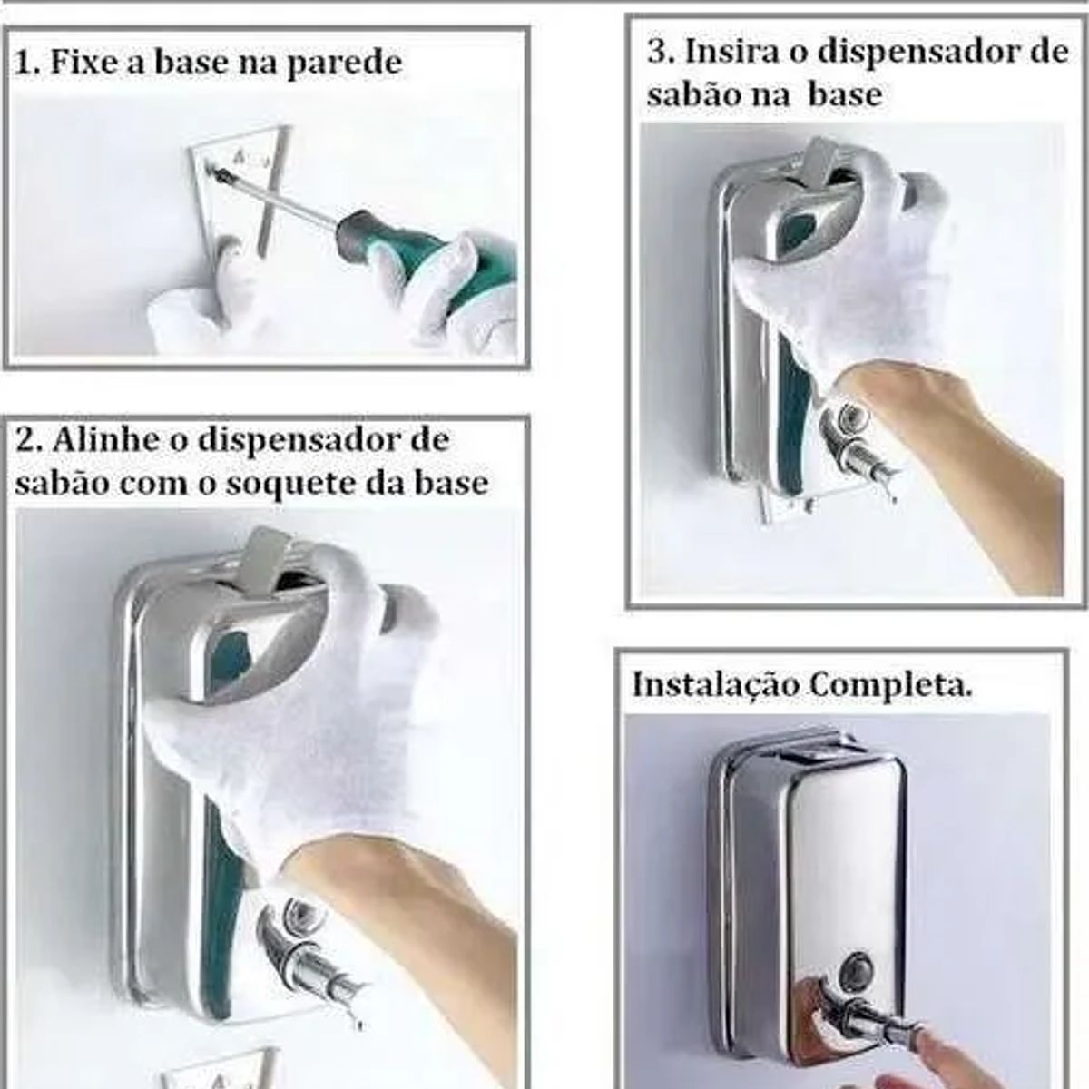 GENERICO - Dispensador de jabón líquido y detergente de acero inoxidable de 500 ml para pared color cromado