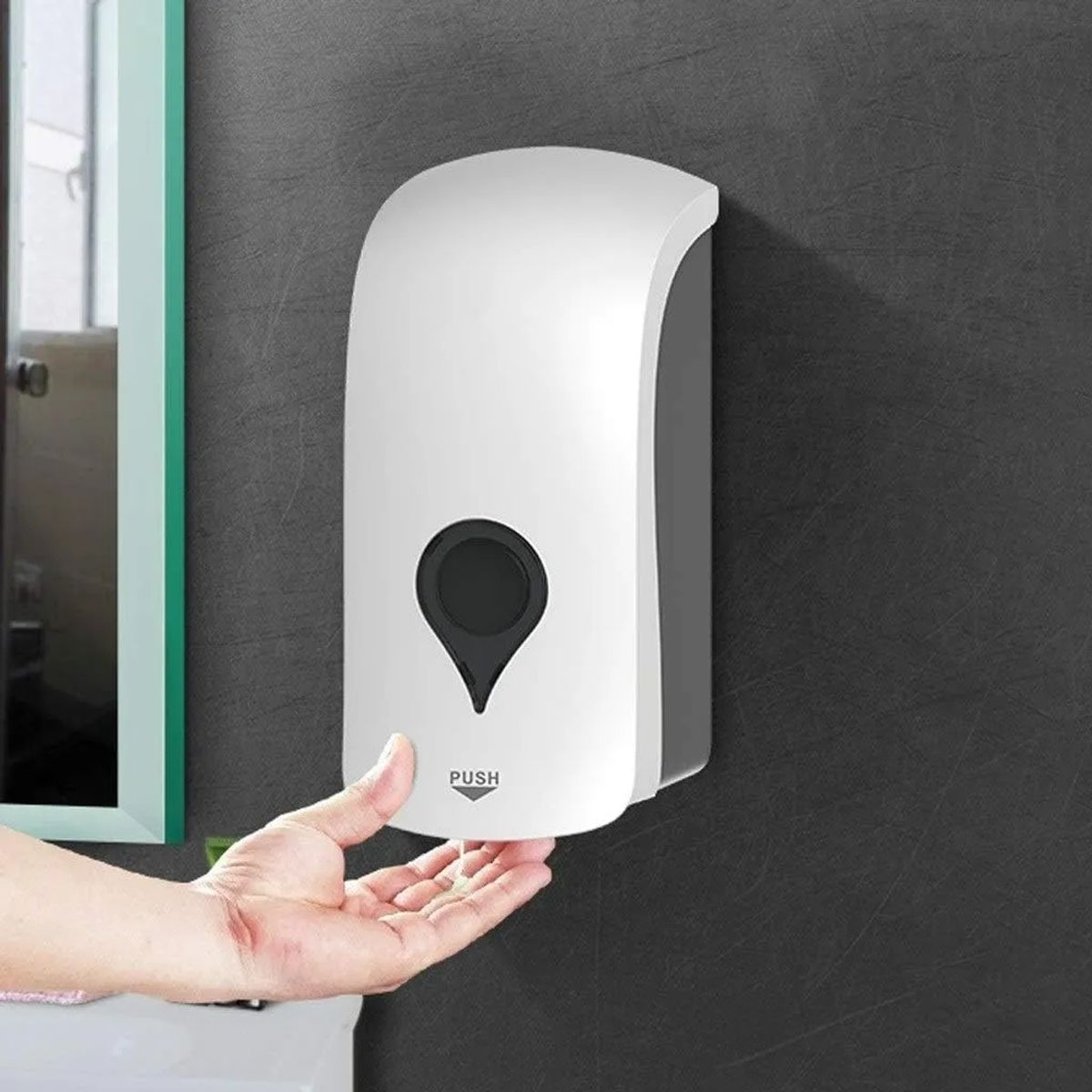 GENERICO - Dispensador Jabon Líquido Rellenable Plastico Al Muro 1000ml Color BLANCO - 325015