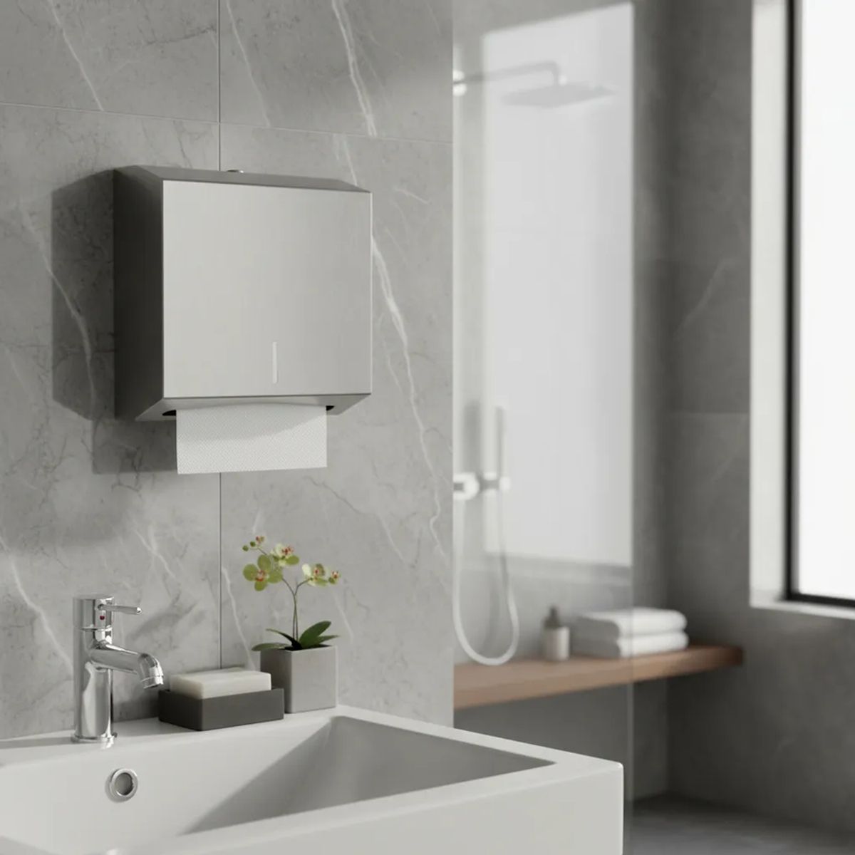 GENERICO - Dispensador De Papel Interfoliado Acero Diseño Liso Corto