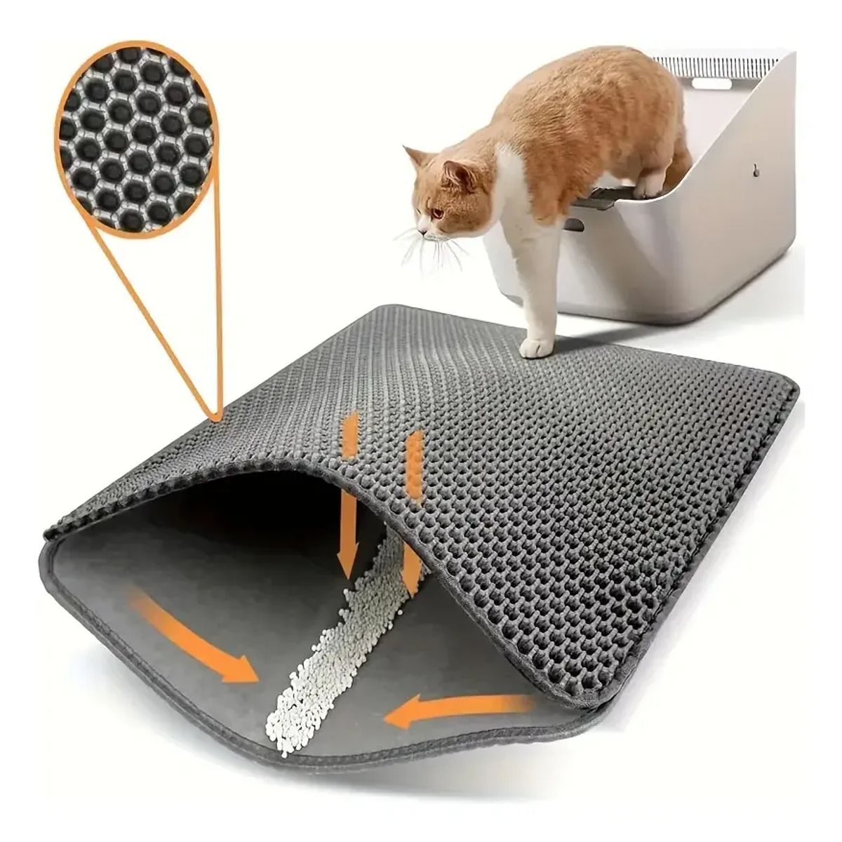 GENERICO - Alfombra Doble Para Arenero Gatos Talla L 7555cm Gris