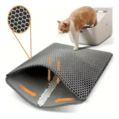 GENERICO - Alfombra Doble Para Arenero Gatos Talla L 7555cm Gris