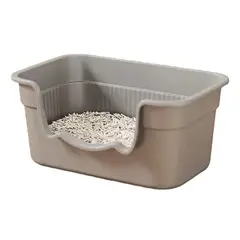 GENERICO - Arenero Grande Semiabieta Bandeja Sanitaria De Gato Con Pala Gris