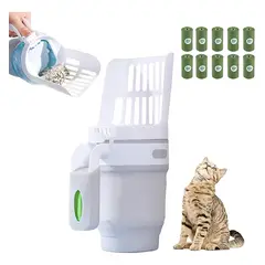 GENERICO - Pala Cuchara Recogedora De Arena Arenero Para Gato Con Bolsa Blanco