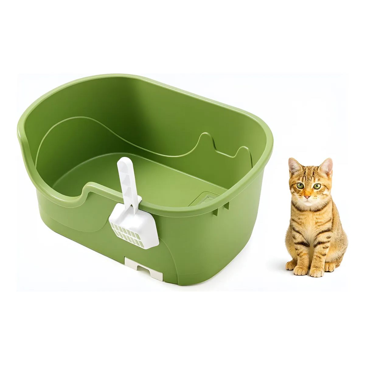 GENERICO - Arenero Caja Sanitaria Baño Para Mascotas Abierto Verde