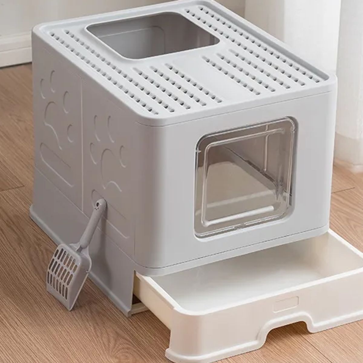 GENERICO - Caja De Arena Para Gatos Pegable Arenero Cerrada Con Pala
