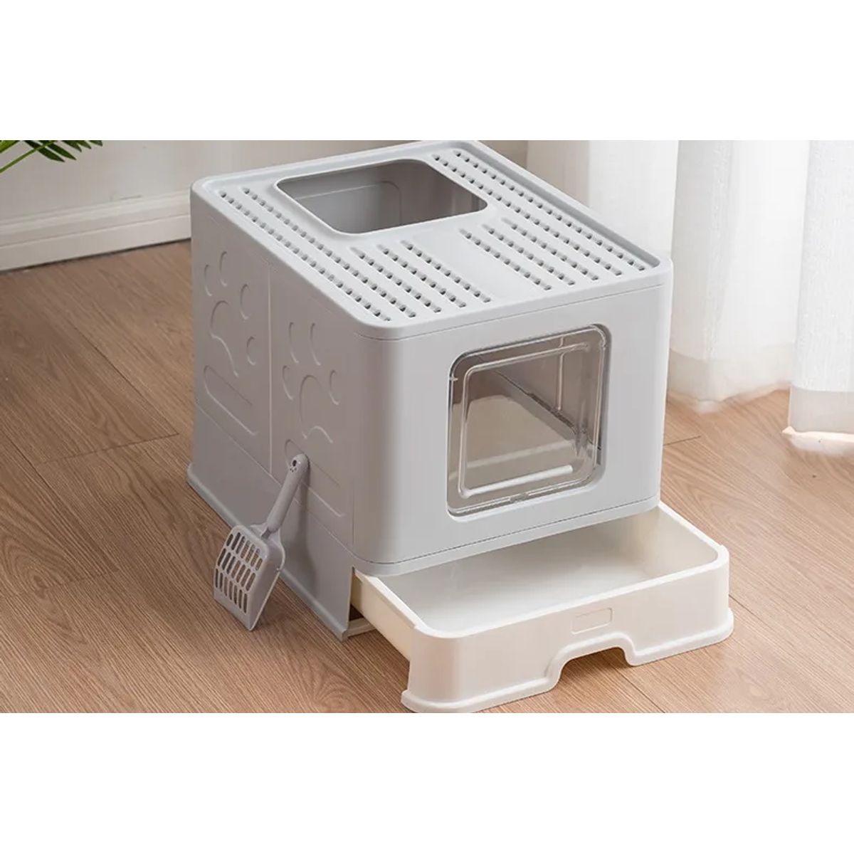 GENERICO - Caja De Arena Para Gatos Pegable Arenero Cerrada Con Pala