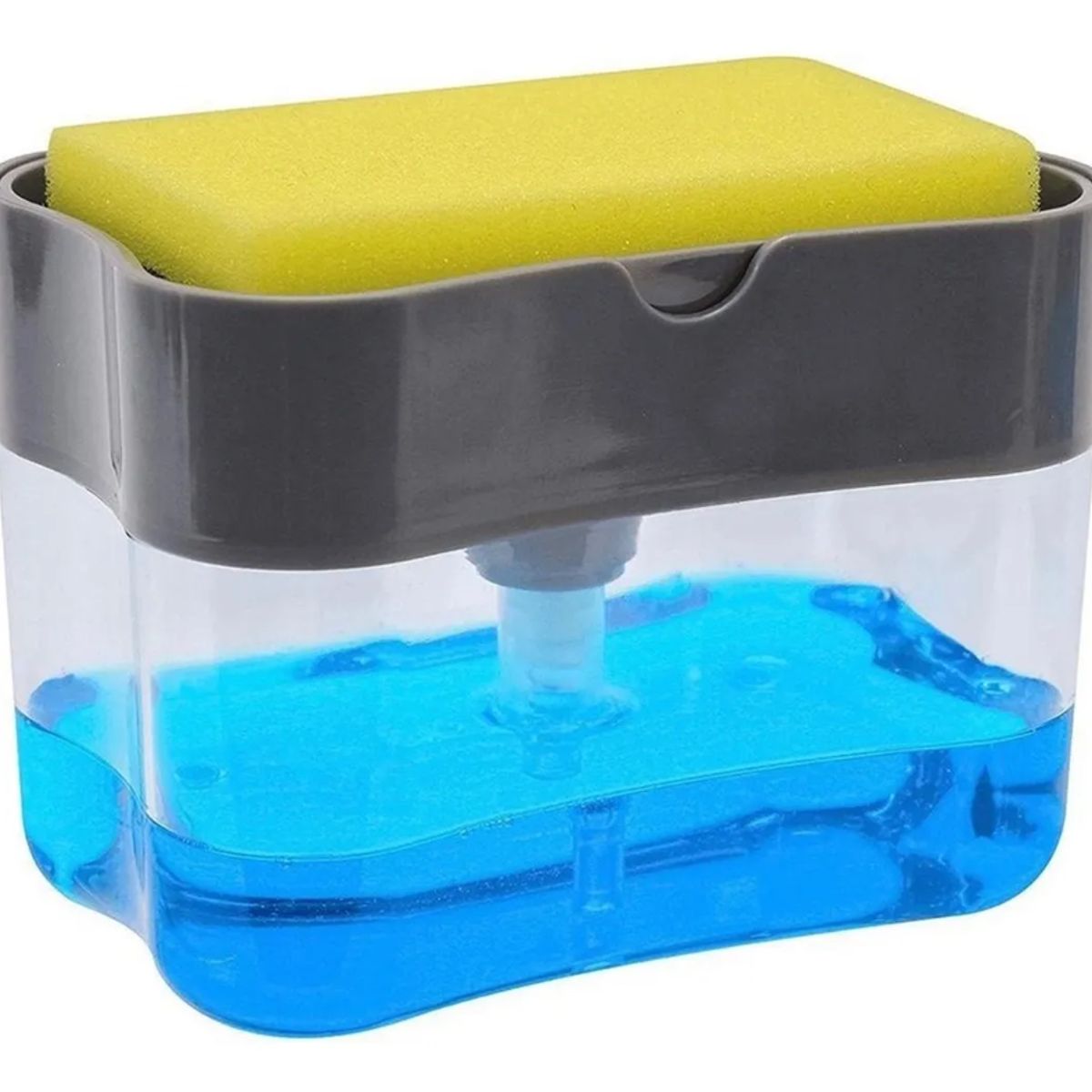 GENERICO - Dispensador De Jabon 2 En 1 Con Soporte De Esponja Gris