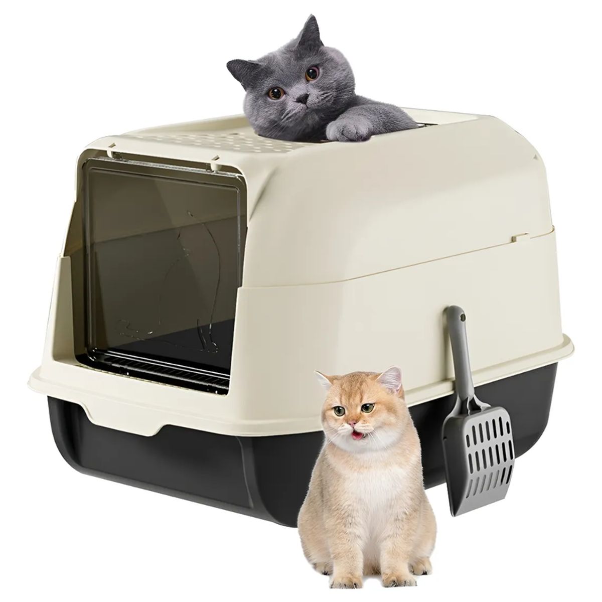 GENERICO - Arenero Para Gatos Mascotas Nuevo Diseño Redondo Baño Negro