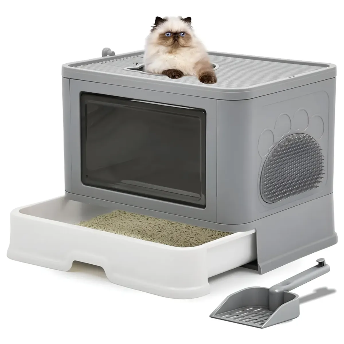 GENERICO - Arenero Para Gatos Mascotas Grande Xl Nuevo Diseño Gris