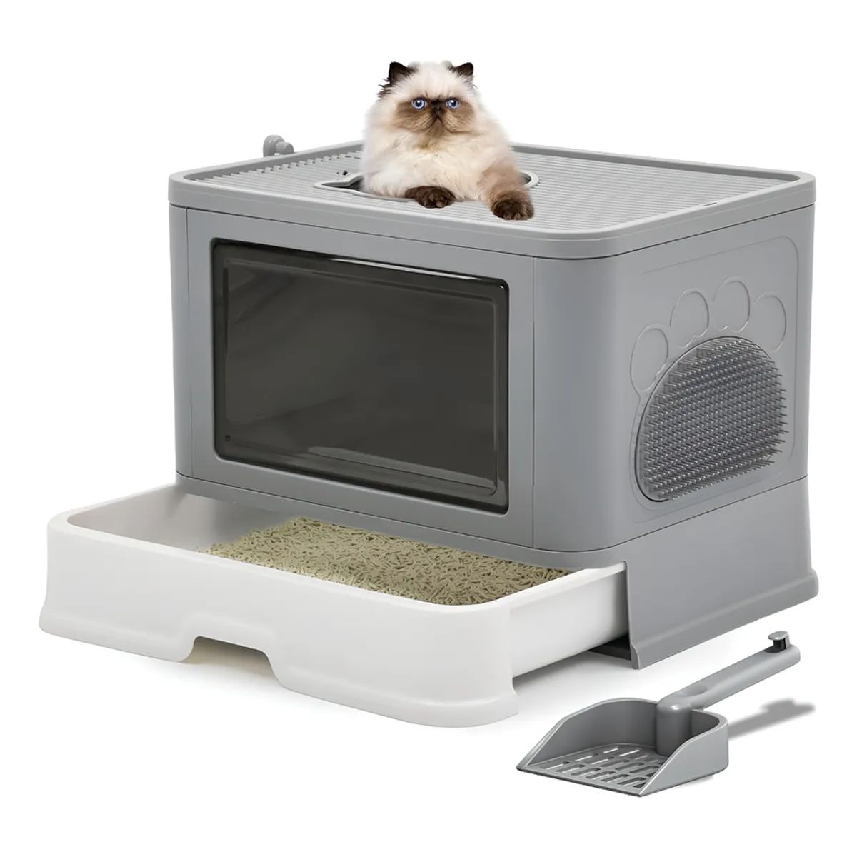 GENERICO - Arenero Para Gatos Mascotas Grande Xl Nuevo Diseño Gris