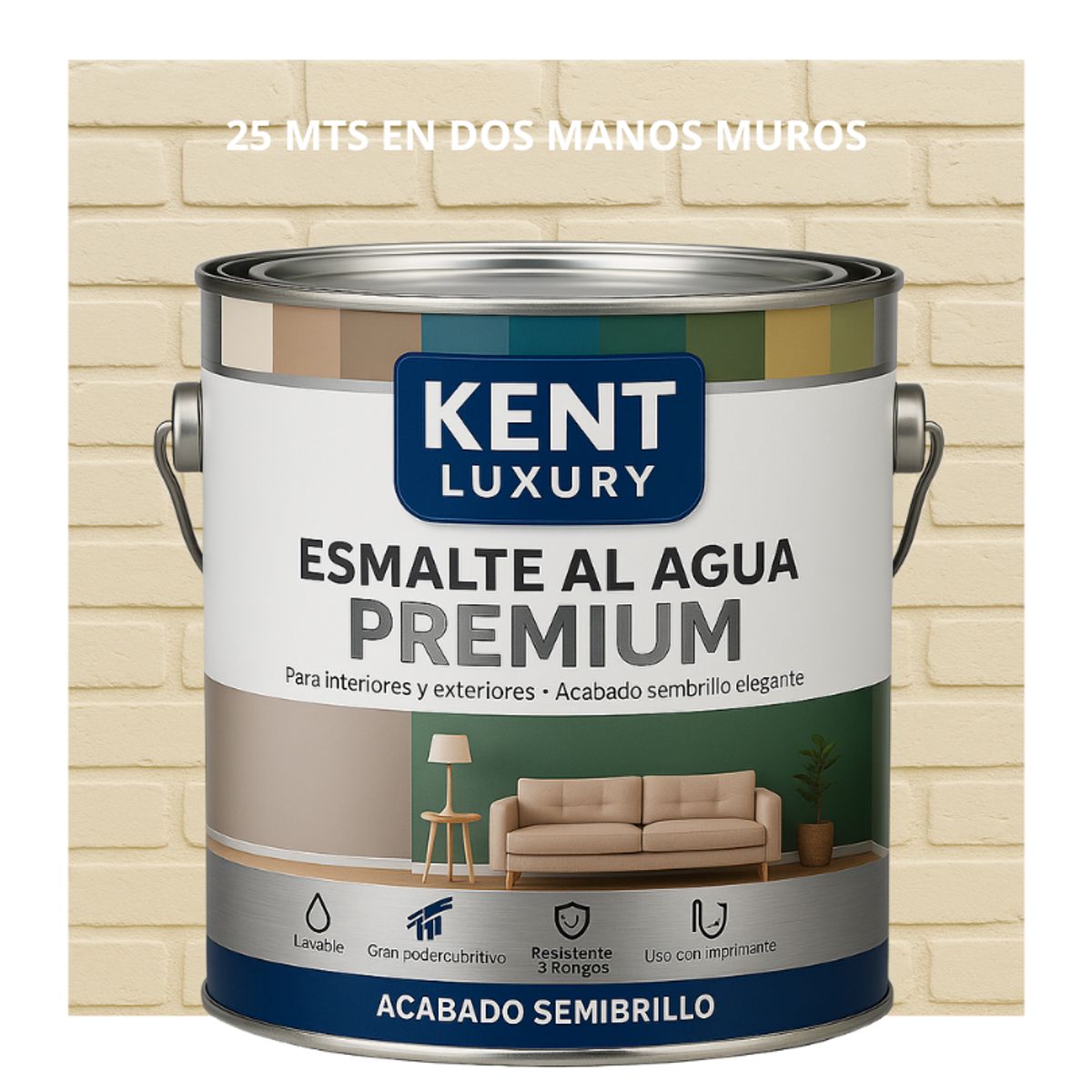 KENT - PINTURA ESMALTE AGUA FACHADAS - SEMIBRILLO - 4L MARFIL LIGERO