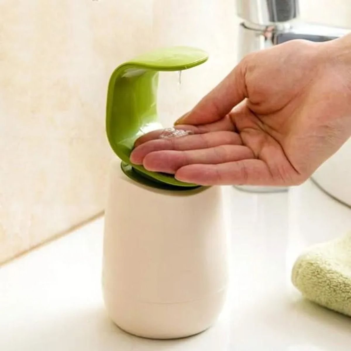 GENERICO - Dispensador De Jabón Botella Higiénico Blanco Con Verde
