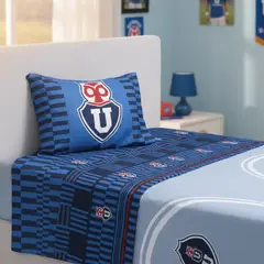MASHINI - Juego Sábanas U de Chile Microfibra 1.5 Plazas + Funda Almohada