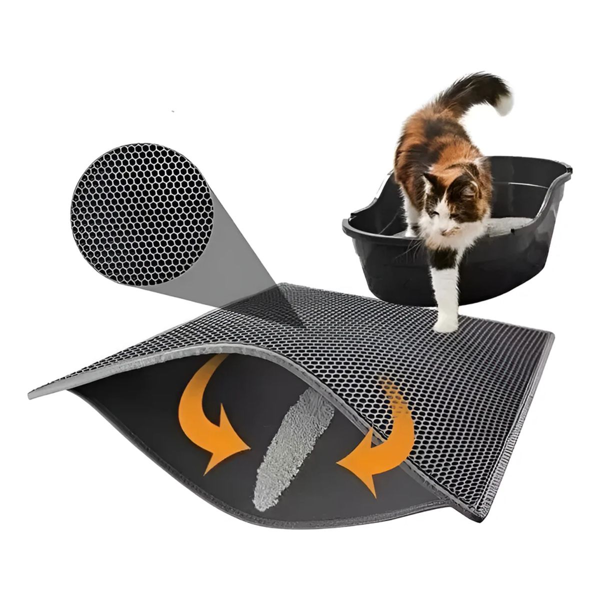 GENERICO - Alfombra Atrapa Arena Para Gatos Salida Del Arenero Mascota Negro