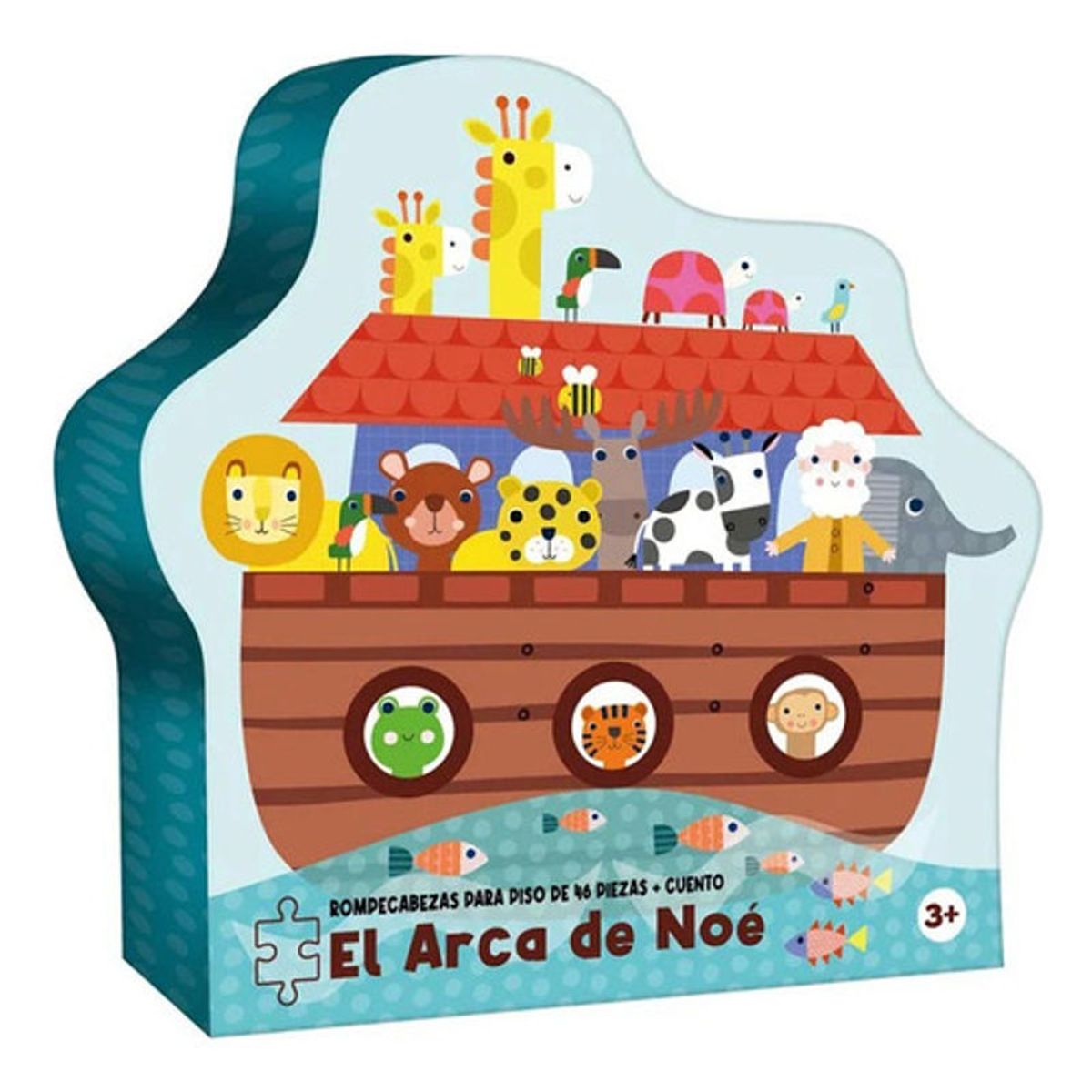 GENERICO - El Arca De Noe Cuento + Rompecabezas De Piso 46 Piezas