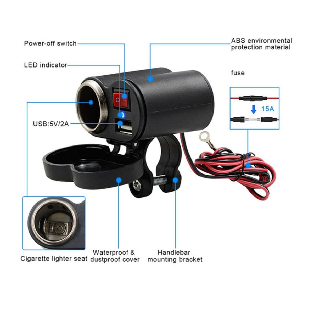 GENERICO - Cargador USB para motos Scooter y vehículos todo terreno
