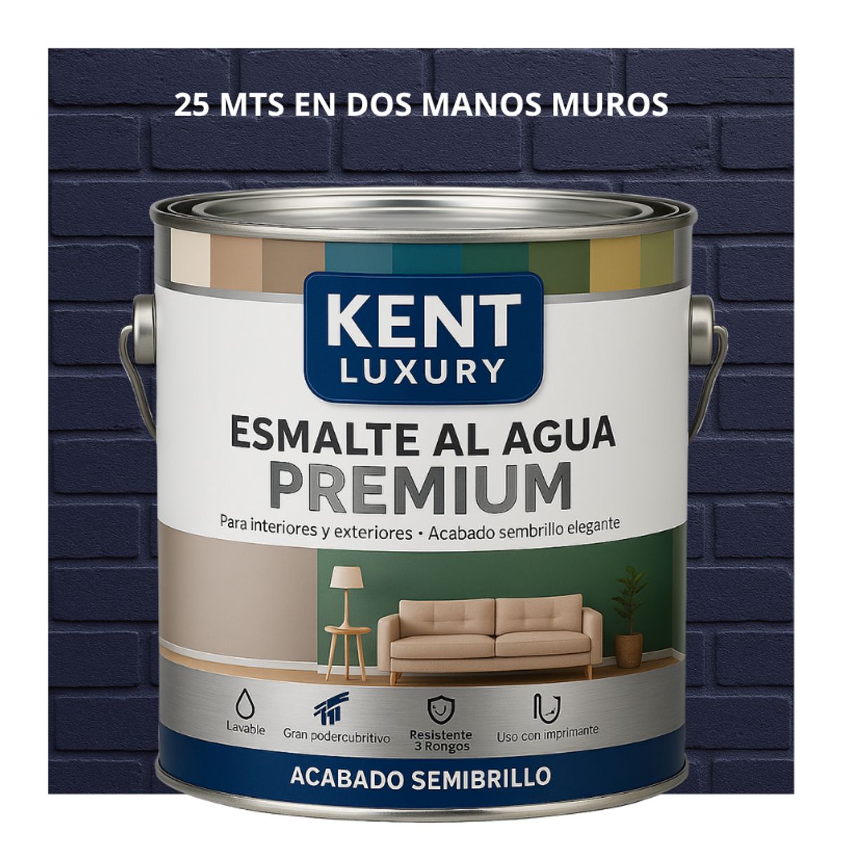 KENT - PINTURA ESMALTE AGUA FACHADAS - SEMIBRILLO - 4L AZUL NOCHE