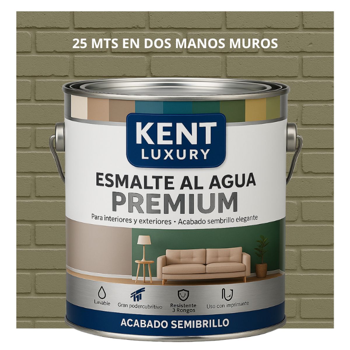 PINTURA ESMALTE AGUA FACHADAS - SEMIBRILLO - 4L GRIS MUSGO, marca KENT - Foto Principal