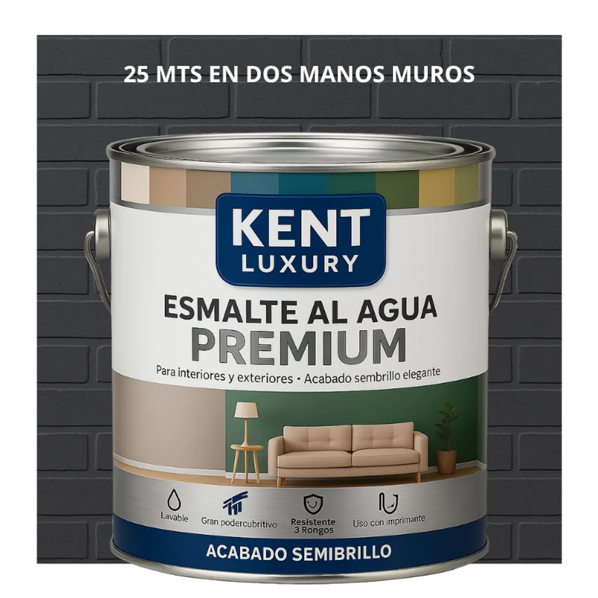 PINTURA ESMALTE AGUA FACHADAS - SEMIBRILLO - 4L GRIS GRAFITO, marca KENT - Foto Principal