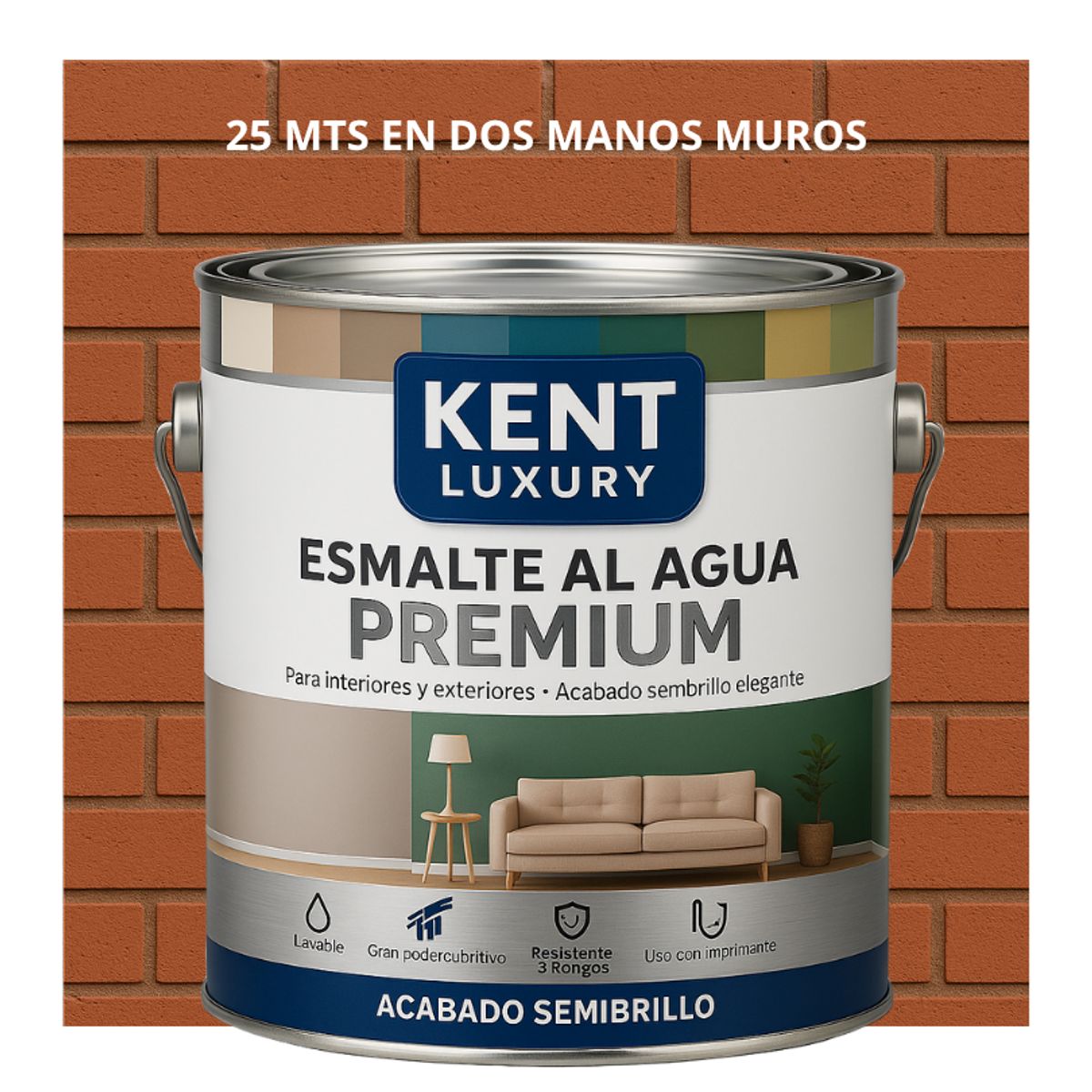 PINTURA ESMALTE AGUA FACHADAS - SEMIBRILLO - 4L MARRÓN COBRE, marca KENT - Foto Principal