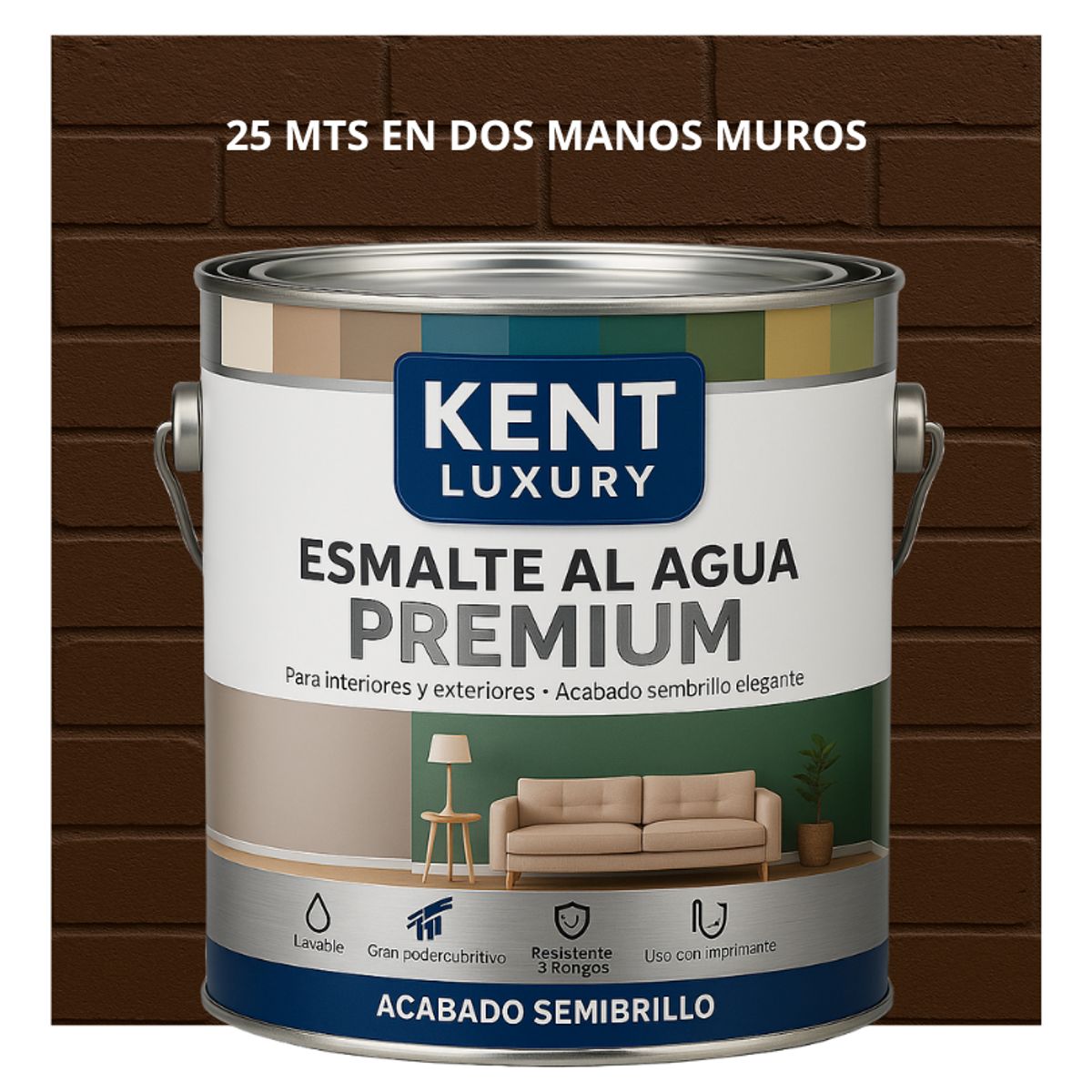 PINTURA ESMALTE AGUA FACHADAS - SEMIBRILLO - 4L MARRÓN NUEZ, marca KENT - Foto Principal