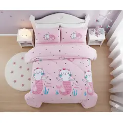 DIANA - COBERTOR DE NIÑA PARA INVIERNO PLUSH CON CHIPORRITO 1.5 PLAZA CON DISEÑO GATITA SIRENA