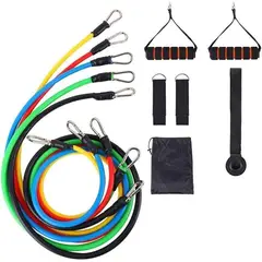 MOVI - SET BANDAS ELÁSTICAS RESISTENCIA 5 NIVELES CON ACCESORIOS FITNESS