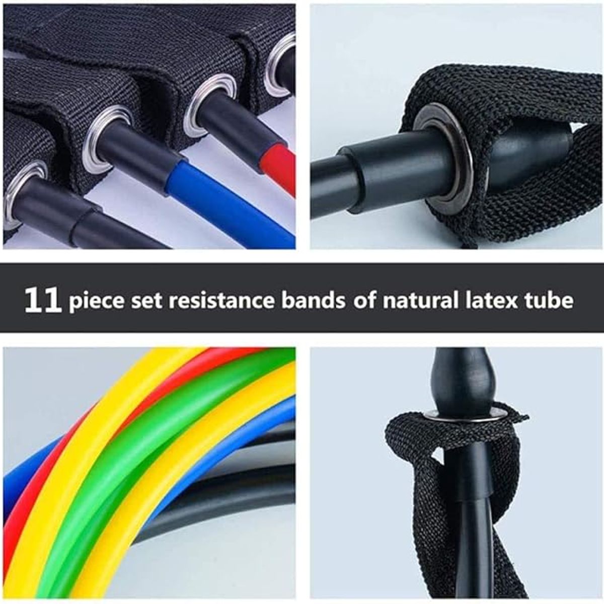 MOVI - SET BANDAS ELÁSTICAS RESISTENCIA 5 NIVELES CON ACCESORIOS FITNESS