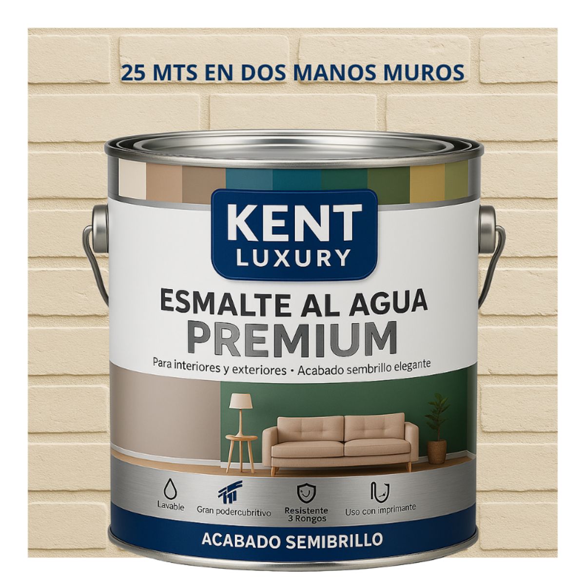 KENT - PINTURA ESMALTE AGUA FACHADAS - SEMIBRILLO - 4L BLANCO CREMA