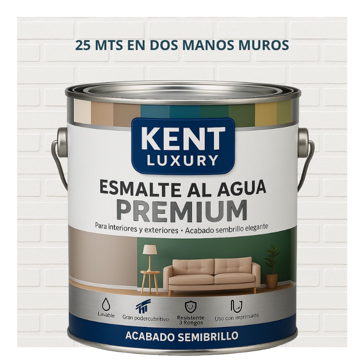 PINTURA ESMALTE AGUA FACHADAS - SEMIBRILLO - 4L BLANCO PURO, marca KENT - Foto Principal