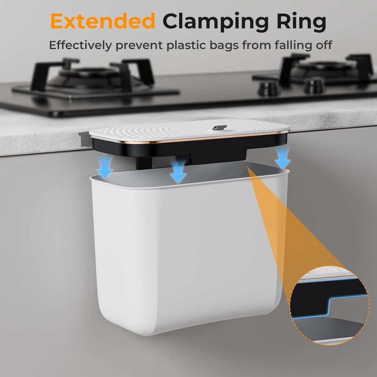 EVERSO - Cubo De Basura Colgante Con Tapa 7 Litros Basurero Cocina