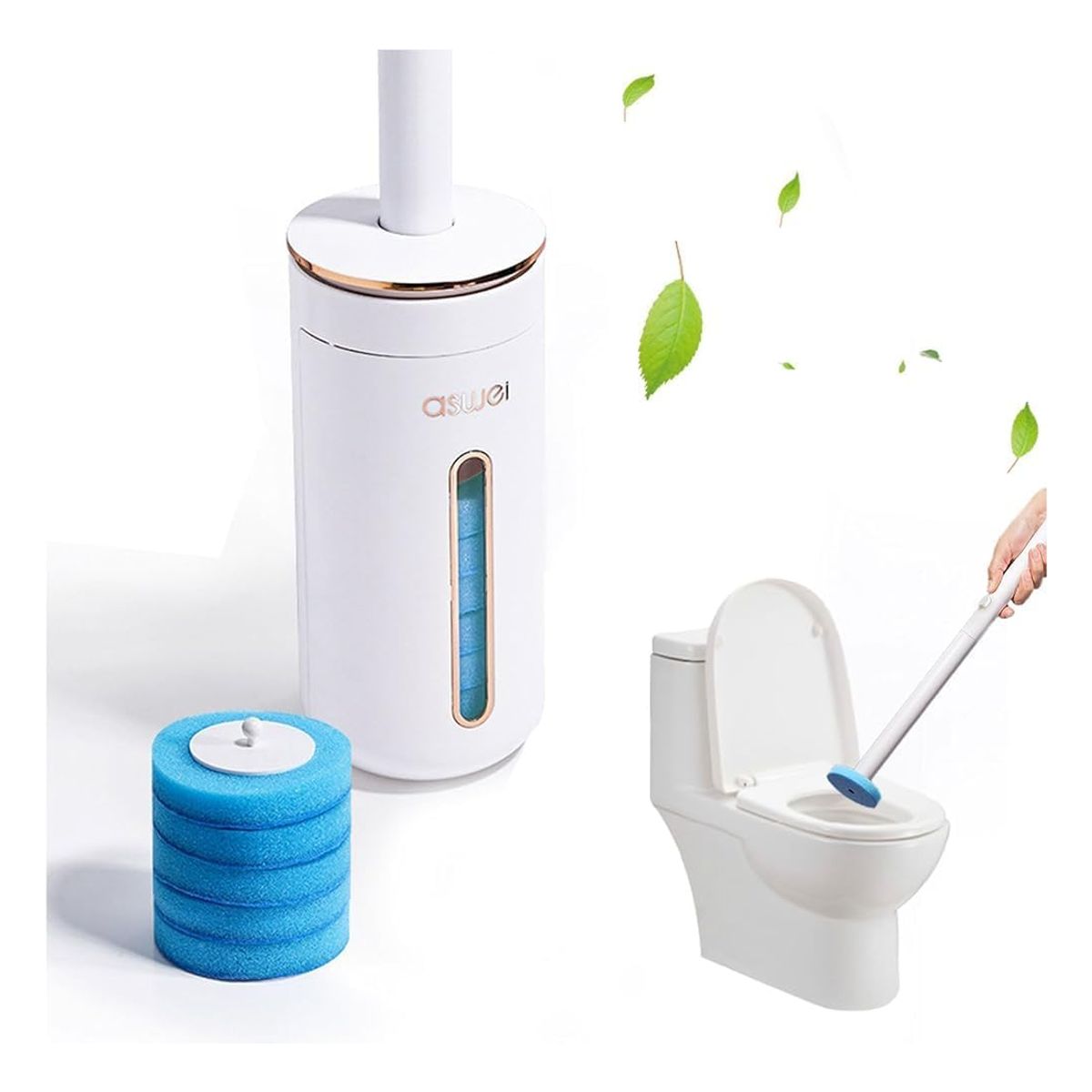 EVERSO - Cepillo Escobilla Sopapo Inodoro Baño + 8 Repuestos