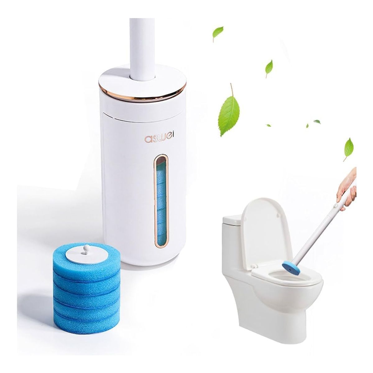 EVERSO - Cepillo Escobilla Sopapo Inodoro Baño + 8 Repuestos