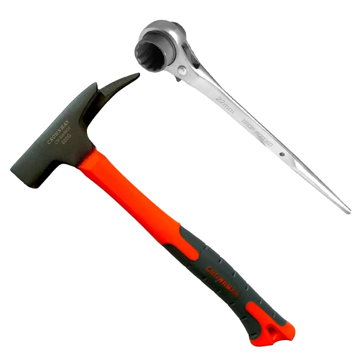 GENERICO - Martillo Andamio 600g + Llave Carraca 19 Y 22mm Andamiero