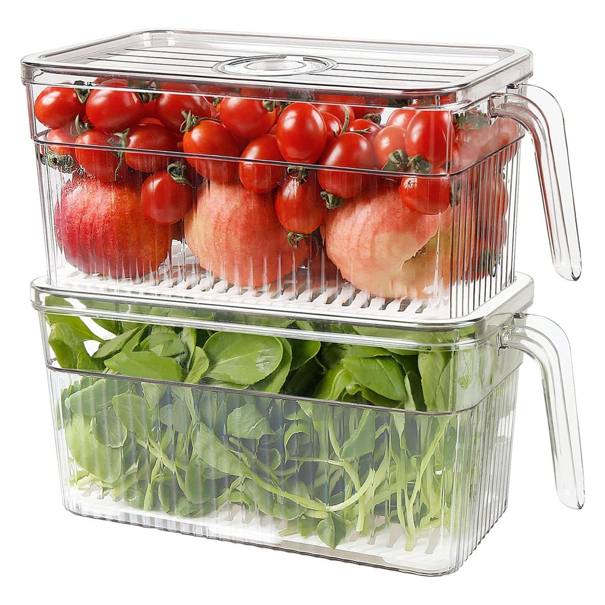 EVERSO - X2 Caja Organizadora Refrigerador Cocina Con Tapa Y Mango