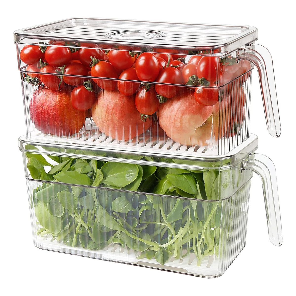 EVERSO - X2 Caja Organizadora Refrigerador Cocina Con Tapa Y Mango