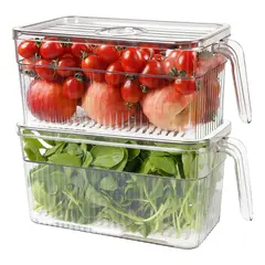 EVERSO - X2 Caja Organizadora Refrigerador Cocina Con Tapa Y Mango