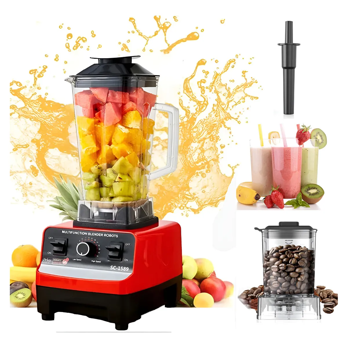 EVERSO - Licuadora Multifuncional De Vidrio 2 En 1 Picadora Juguera